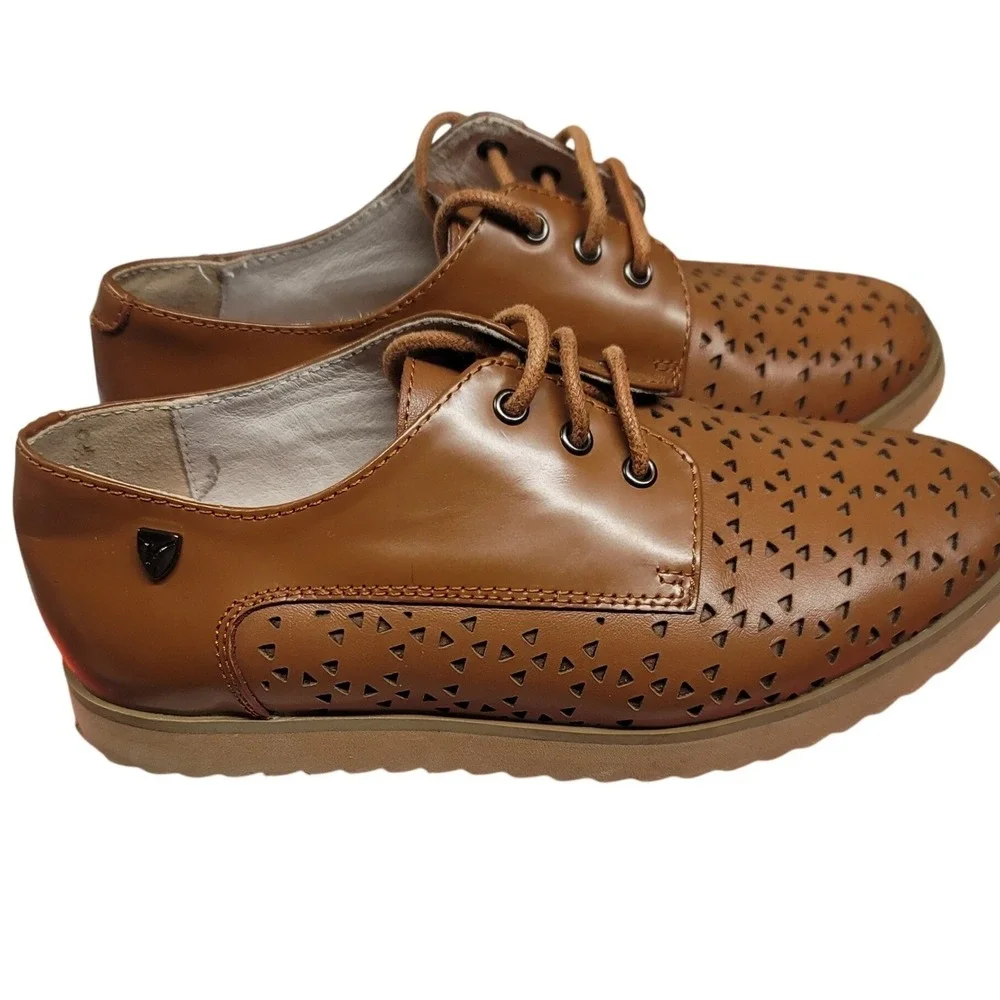 VENETTINI Becca Kids Brown Leather‎ Perforated Oxford Shoes Size 30 Hand Made
